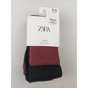 Zara 2 Pack Tights Mauve Dark Gray Size 2-3 Year